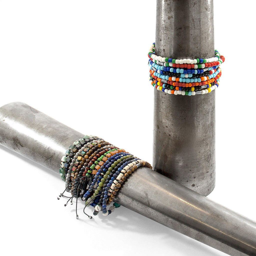 White - Multicoloured Jack Silver and Glass SKINNY Bracelet