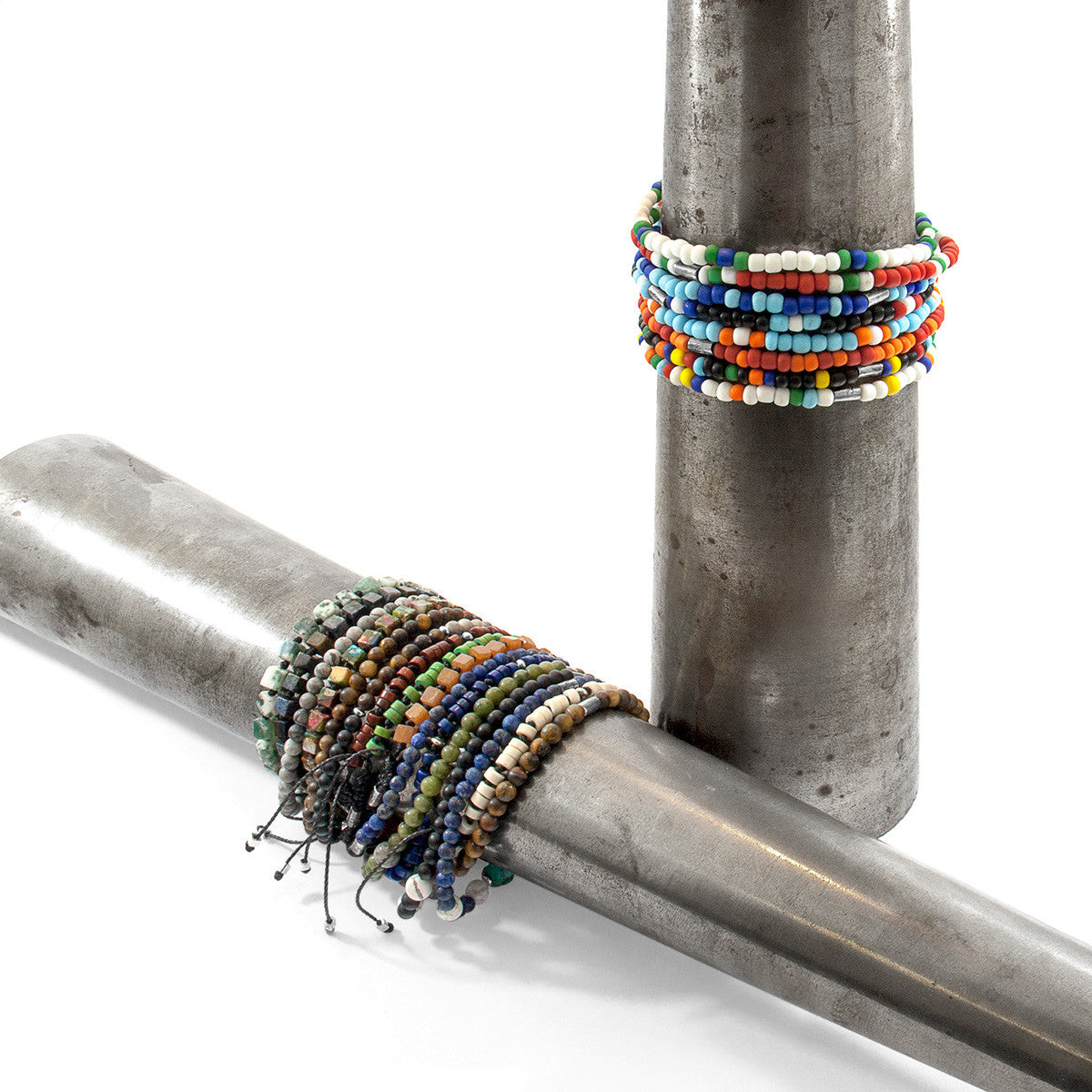 White - Multicoloured Jack Silver and Glass SKINNY Bracelet