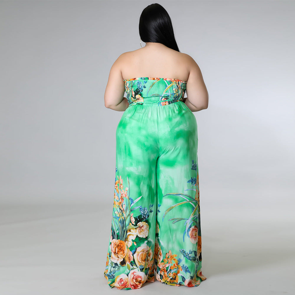 High Quality Plus Size Women's Clothing Floral Printed Wide Leg Sexy