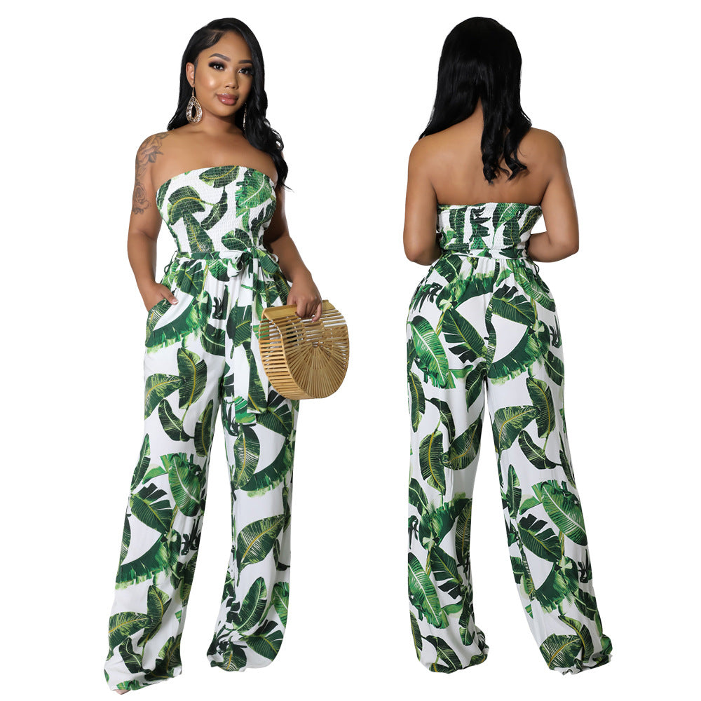 High Quality Plus Size Women's Clothing Floral Printed Wide Leg Sexy