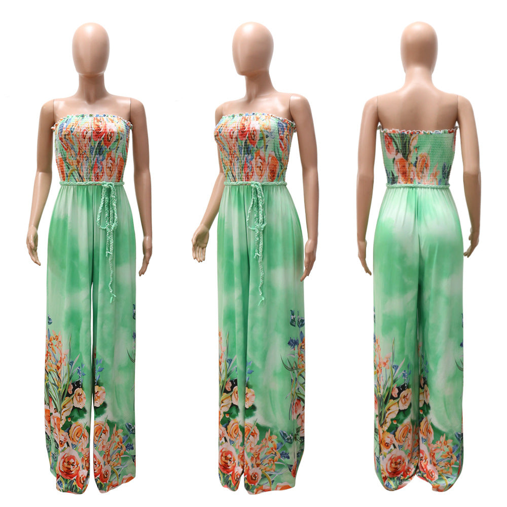High Quality Plus Size Women's Clothing Floral Printed Wide Leg Sexy