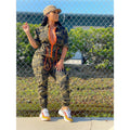 Queens One Piece Rompers Long Sleeve Zipper Camo 5XL Plus Size ]