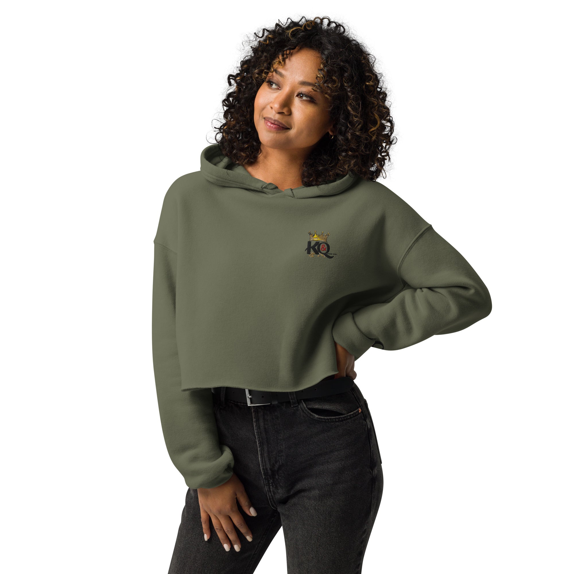 Queens Embroidered Crop Hoodie